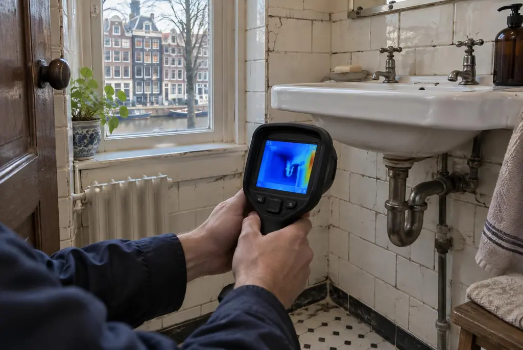 Lekdetectie Borne – badkamer met oude leidingen achter de tegels