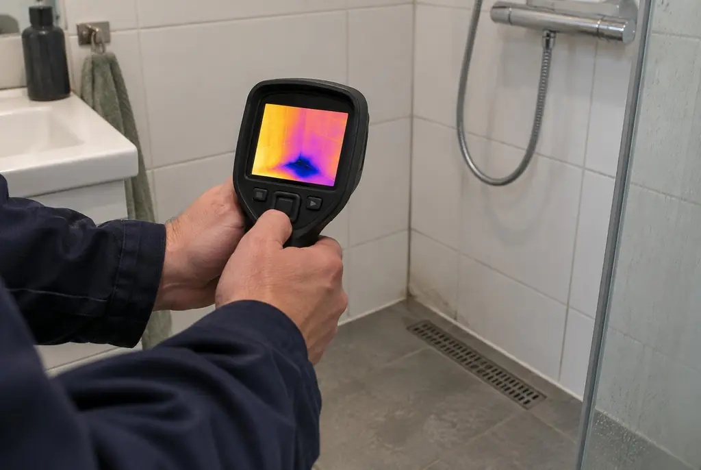 Lekdetectie Borne – lekdetectiespecialist met warmtebeeldcamera in een badkamer
